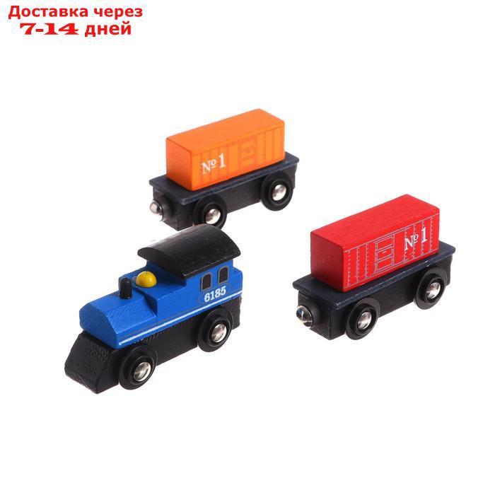 Детская игрушка для ж/д "Паровоз + 2 вагона" 2,5×8×19 см - фото 2 - id-p222540252