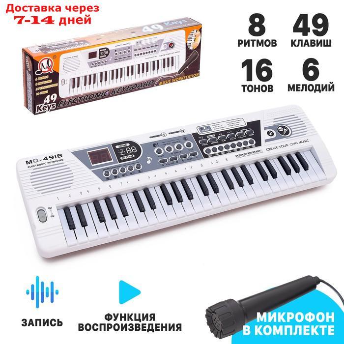 Синтезатор "Музыкант" с микрофоном, 49 клавиш, работает от сети и от батареек - фото 1 - id-p222540301