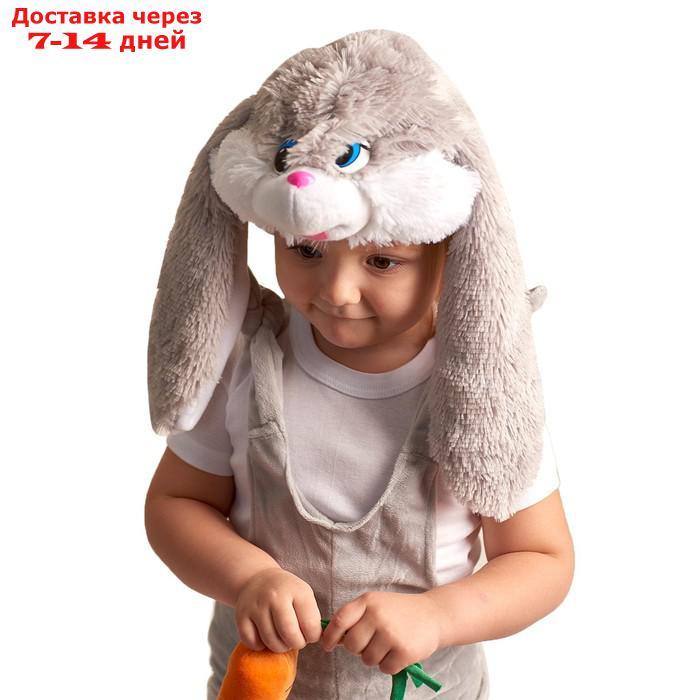 Детский карнавальный костюм "Заюша", шапка, комбинезон, мягконабивная морковка, 1-2 года, рост 92 см - фото 4 - id-p222540553