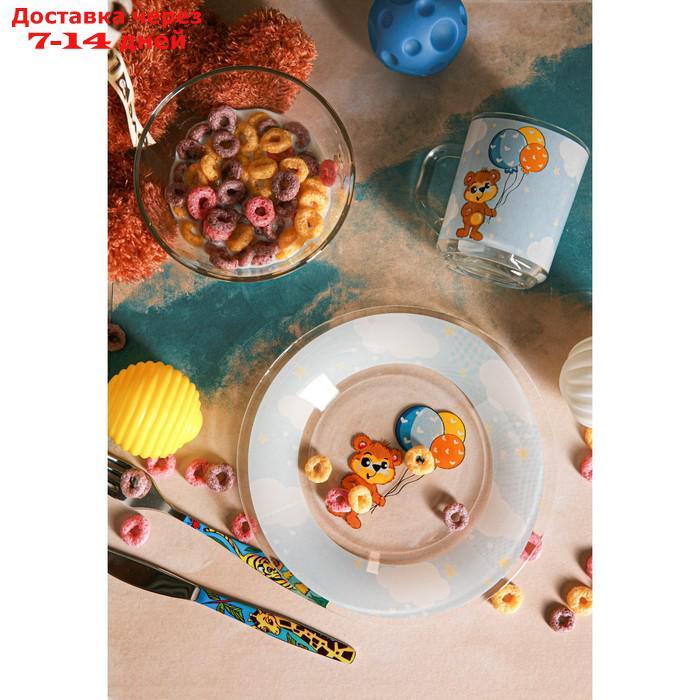 Набор детской посуды Доляна "Мишутка", 3 предмета: кружка 200 мл, миска 450 мл, тарелка 20 см - фото 6 - id-p222540813
