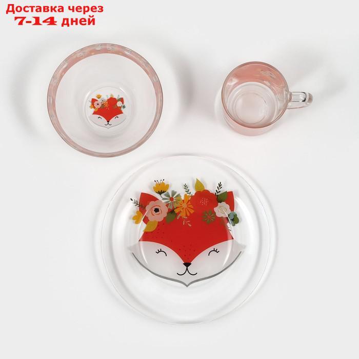 Набор детской посуды Доляна "Лисёнок", 3 предмета: миска 450 мл, тарелка d=20 см, кружка 200 мл - фото 3 - id-p222540866