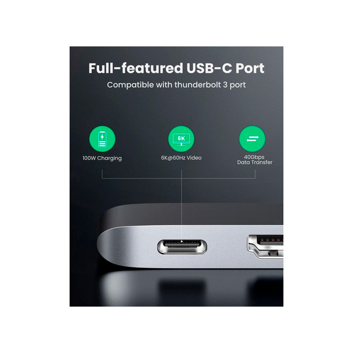 Док-станция Ugreen 2xType C to 3 USB 3.0 + HDMI+ USB-C Thunderbolt 3 / CM251 - фото 5 - id-p222589198