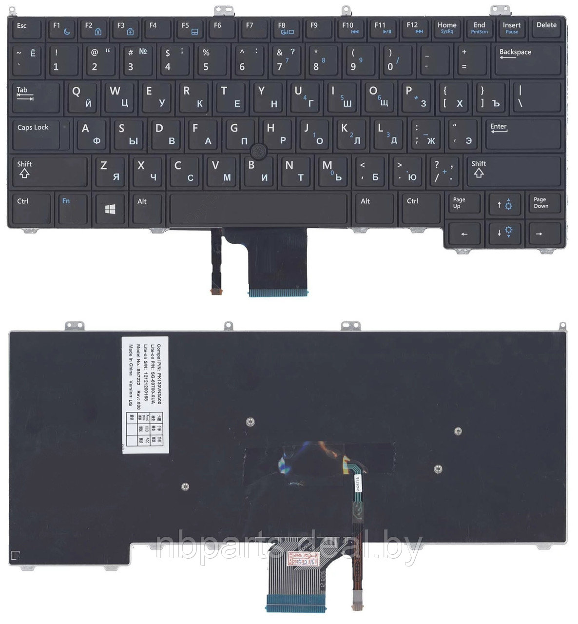Клавиатура для ноутбука Dell Latitude E7440, чёрная, с подсветкой RU - фото 1 - id-p114707292