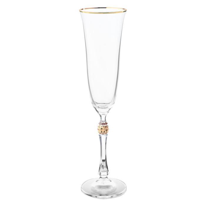 Набор бокалов для шампанского Parus, декор «Отводка золото, золотой шар», 190 мл x 6 шт. - фото 1 - id-p222599643