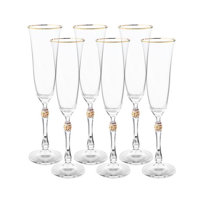 Набор бокалов для шампанского Parus, декор «Отводка золото, золотой шар», 190 мл x 6 шт. - фото 2 - id-p222599643