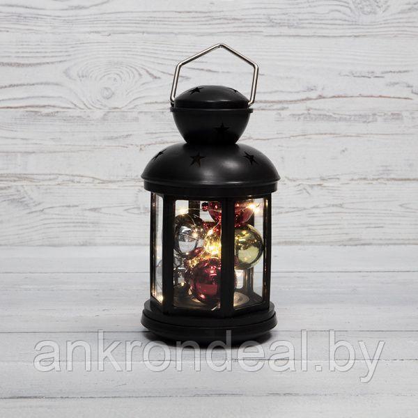 Декоративный фонарь с шариками 12х12х20,6 см, черный корпус, теплый белый цвет свечения NEON-NIGHT - фото 1 - id-p222589746