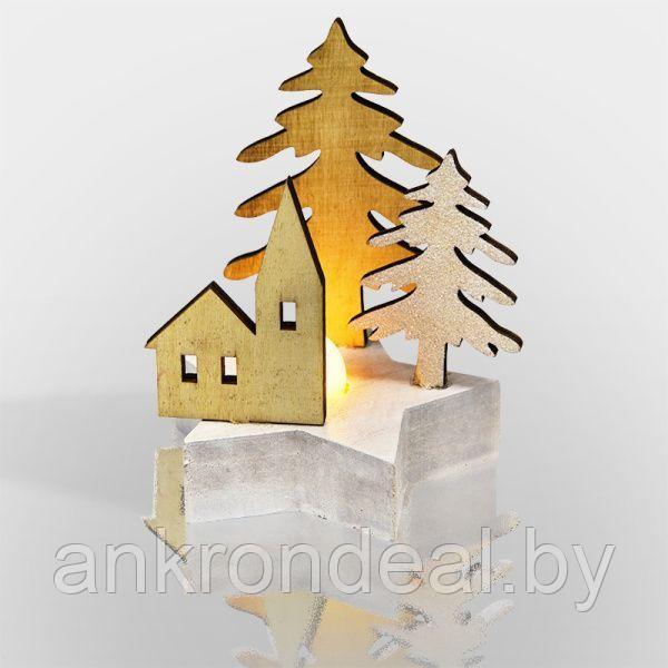 Деревянная фигурка с подсветкой Домик в лесу 9x8x10 см - фото 1 - id-p222589776
