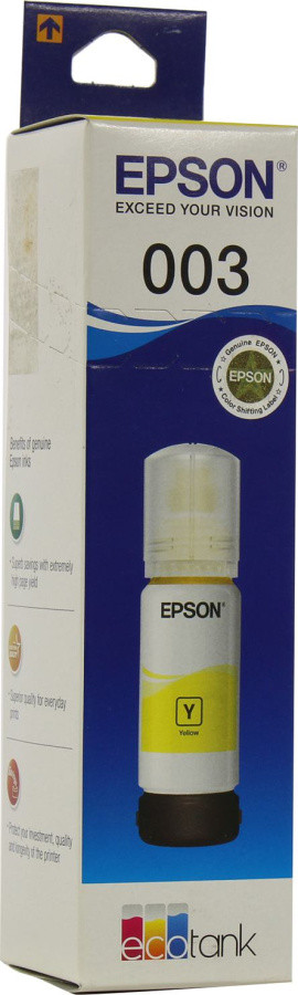 Чернила Epson C13T00V498 Yellow (65мл) для EcoTank L1110/L3100/L3101/L3110/L3115/L3150/L5190 - фото 1 - id-p212728205