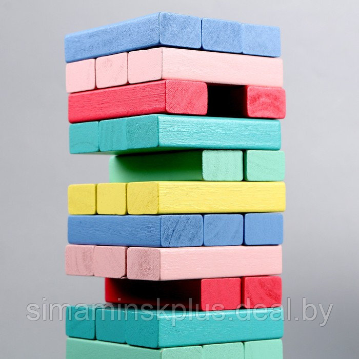 Игра настольная «Падающая башня цветная» 51 шт, 28,5х8,5х8 см - фото 6 - id-p222601267