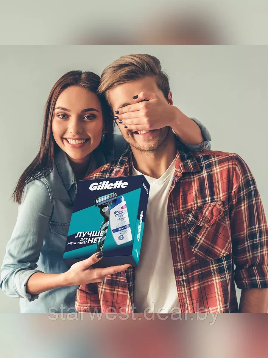 Gillette Подарочный набор мужской: Mach 3 Станок / бритва с 1 сменной кассетой + Шампунь Head&Shoulders - фото 10 - id-p222610816