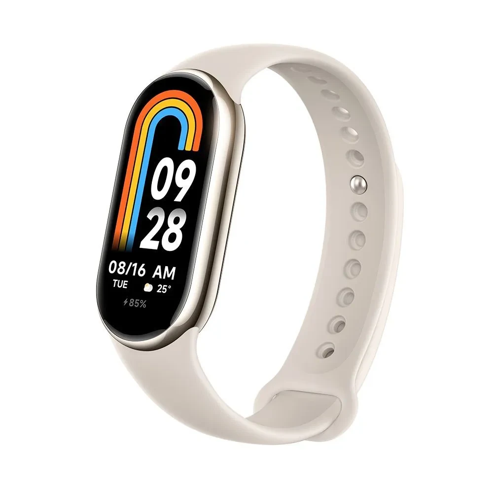 Фитнес-браслет - Xiaomi Smart Band 8 (золотистый, с кремовым силиконовым ремешком, китайская версия)