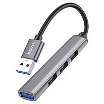 USB-хаб - Hoco HB26, 1xUSB3.0 + 3xUSB2.0, 0.13м, серый