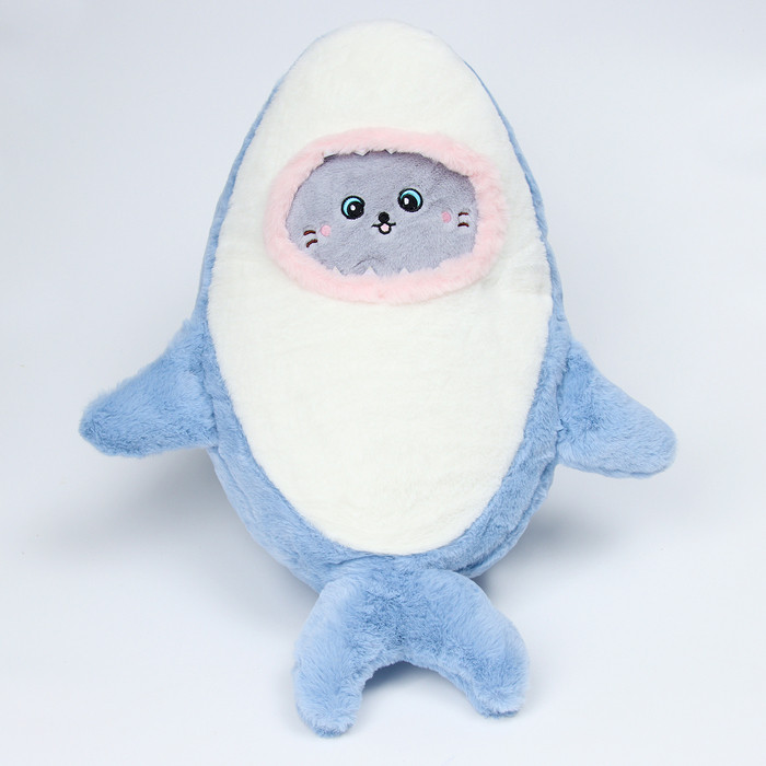 Мягкая игрушка "Кот" в костюме акулы, 48 см, цвет синий - фото 2 - id-p222620119