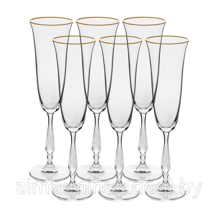 Набор бокалов для шампанского, декор «Отводка золото», 190 мл x 6 шт. - фото 2 - id-p222620657