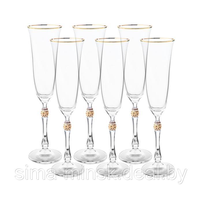 Набор бокалов для шампанского Parus, декор «Отводка золото, золотой шар», 190 мл x 6 шт. - фото 2 - id-p222620660