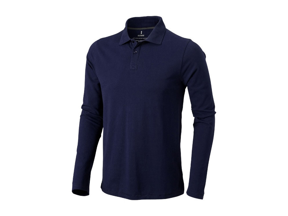 Рубашка поло Oakville мужская с длинным рукавом, темно-синий - фото 1 - id-p222622257