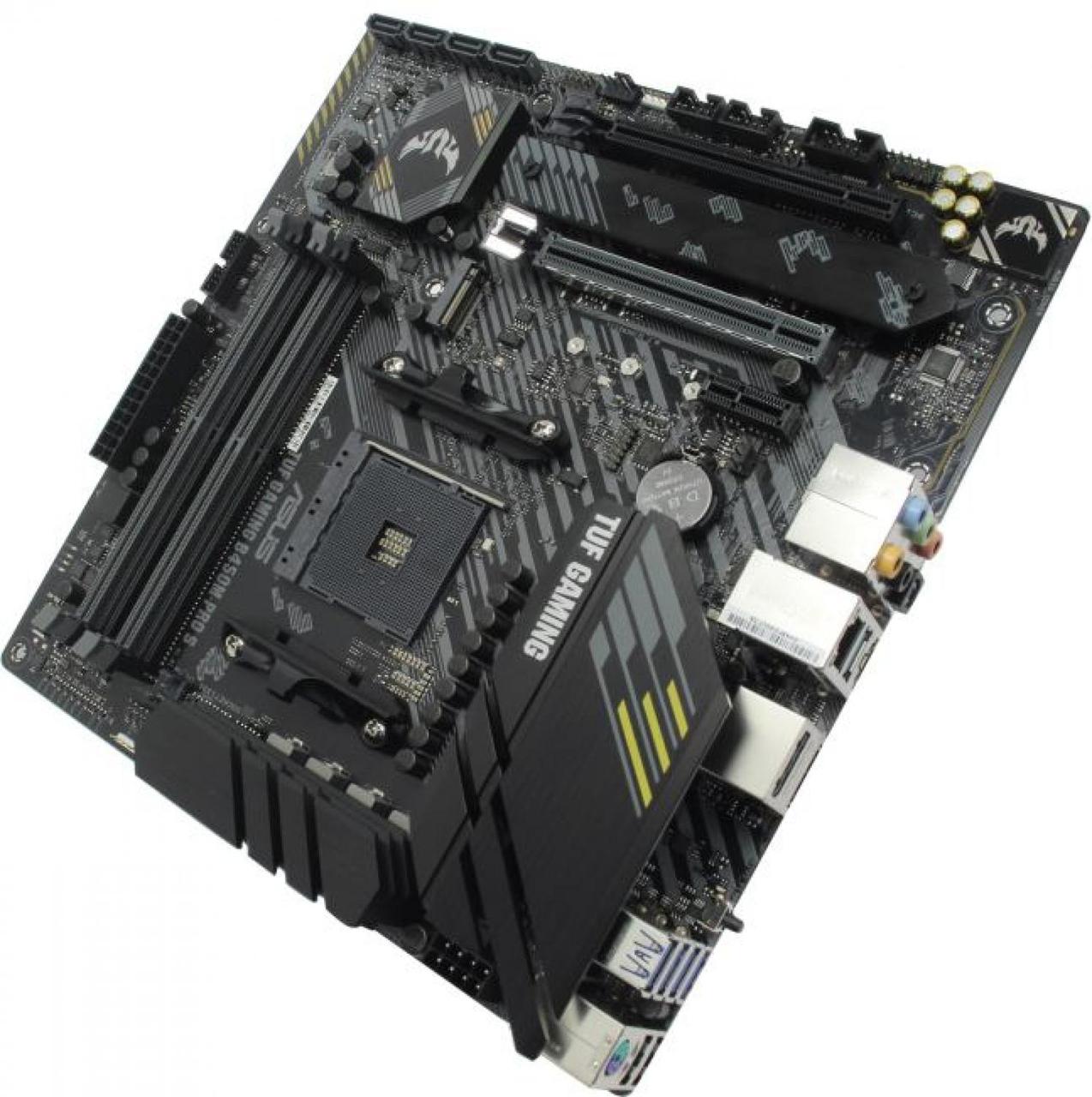 Материнская плата Asus TUF GAMING B450M-PRO S Soc-AM4 AMD B450 4xDDR4 mATX AC`97 8ch(7.1) 2.5Gg RAID+HDMI+DP - фото 1 - id-p222626378