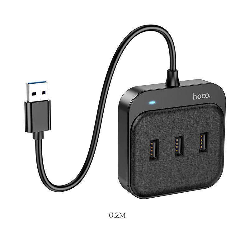 USB-хаб - Hoco HB31, 1xUSB3.0 + 3xUSB2.0, 0.2м, чёрный - фото 2 - id-p222628269