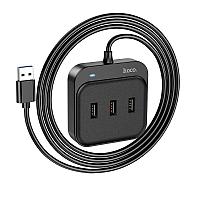 USB-хаб - Hoco HB31, 1xUSB3.0 + 3xUSB2.0, 1.2м, чёрный