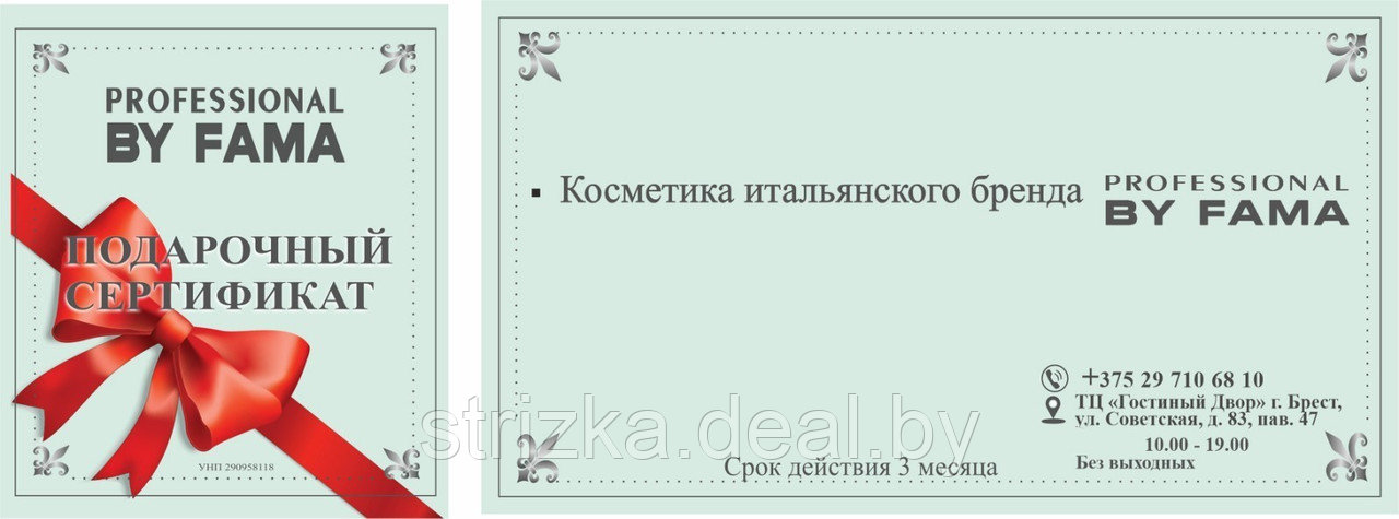 Подарочный сертификат Professional BY FAMA - фото 1 - id-p3305311