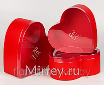 Набор коробок "Сердце" с прозр.крышкой, 3 шт., большой, красный