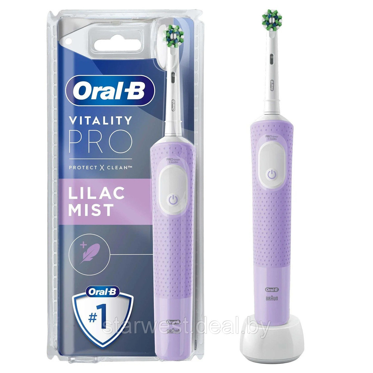 Oral-B Braun VITALITY PRO Protect X Clean Lilac Cross Action Электрическая зубная щетка D103.413.3 - фото 1 - id-p222629083