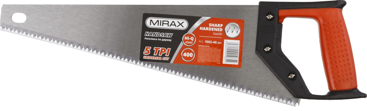 1502-40_z01 Ножовка по дереву (пила) MIRAX Universal 400 мм, 5 TPI, рез вдоль и поперек волокон, для крупных и - фото 3 - id-p221729776