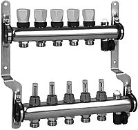 Коллектор из нержавеющей стали для систем напольного отопления с расходомерами Meibes Майбес