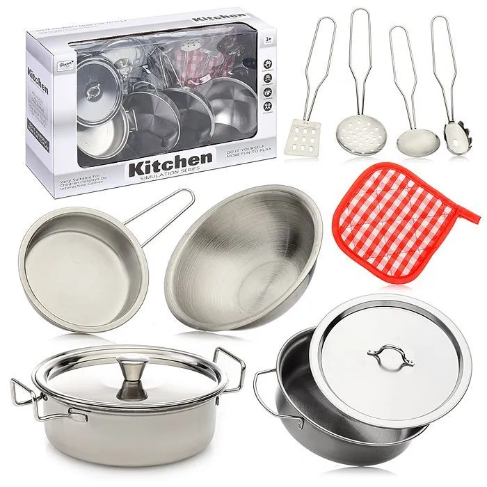 Игровой набор металлической посуды Kitchen 11 предметов 555-BX00 s - фото 1 - id-p81614556