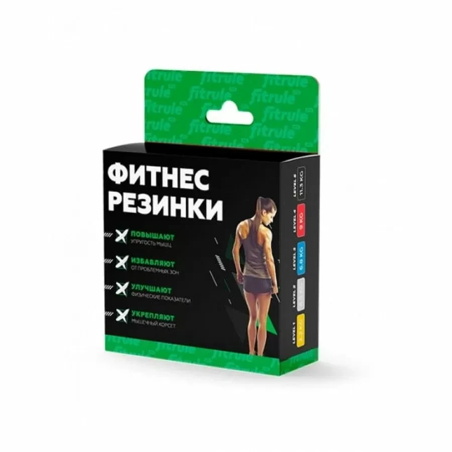 Набор фитнес-резинок для ног FitRule (3кг, 5кг, 8кг, 10кг, 12кг) - фото 1 - id-p222636268