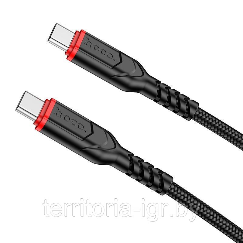 Дата-кабель X59 Type-C to Type-C нейлон 2м. 3A черный Hoco - фото 2 - id-p222647400
