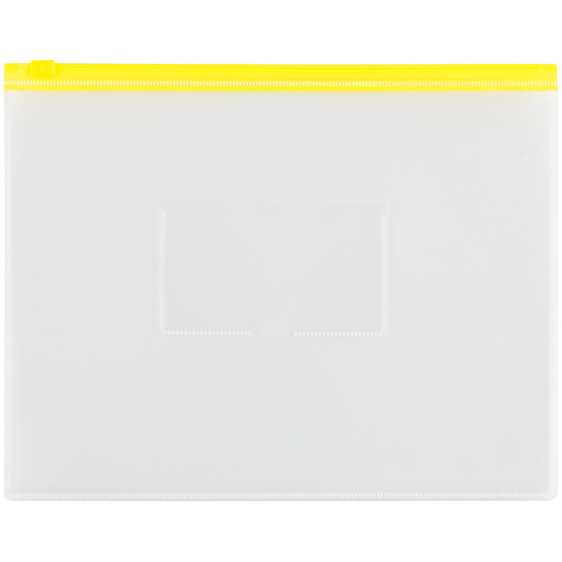 Папка-конверт на zip-молнии OfficeSpace А5, полипропилен, 150мкм, прозрачная, карман, молния желтая 329765