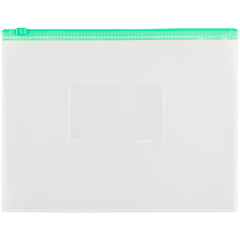 Папка-конверт на zip-молнии OfficeSpace А5, полипропилен, 150мкм, прозрачная, карман, молния зеленая 329763 - фото 1 - id-p222645485