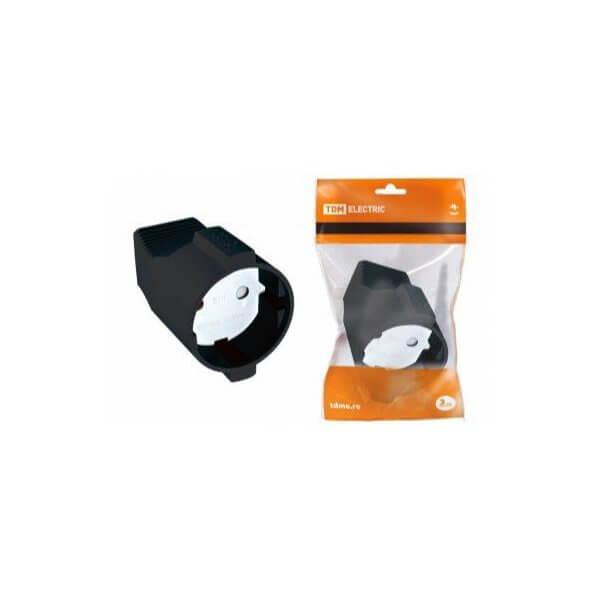 Кабельная розетка 2П б/з с з/ш 10А 250B черная TDM//Китай/РОССИЯ арт SQ1806-0030