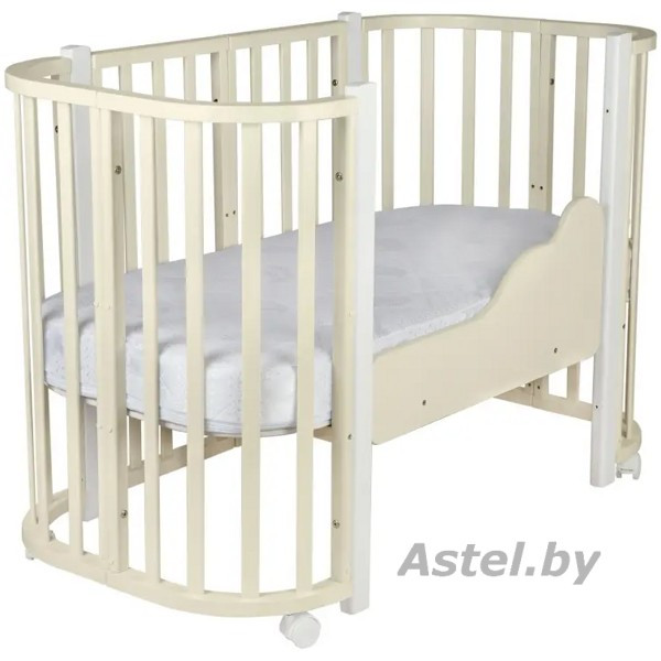 Детская кроватка INDIGO Baby Lux 3 в 1 (слоновая кость/белые стойки) 7837807 - фото 1 - id-p222667780
