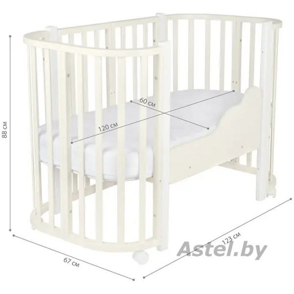 Детская кроватка INDIGO Baby Lux 3 в 1 (слоновая кость/белые стойки) 7837807 - фото 3 - id-p222667780
