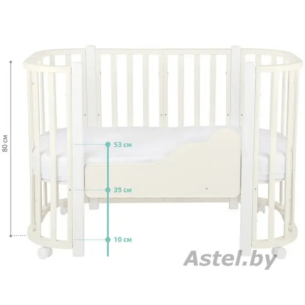 Детская кроватка INDIGO Baby Lux 3 в 1 (слоновая кость/белые стойки) 7837807 - фото 4 - id-p222667780