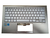 Верхняя часть корпуса (Palmrest) Asus ZenBook UX392, с клавиатурой, с подсветкой, серо-голубая, RU