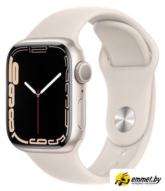 Умные часы Apple Watch Series 7 41 мм (сияющая звезда/сияющая звезда спортивный) - фото 1 - id-p222671133
