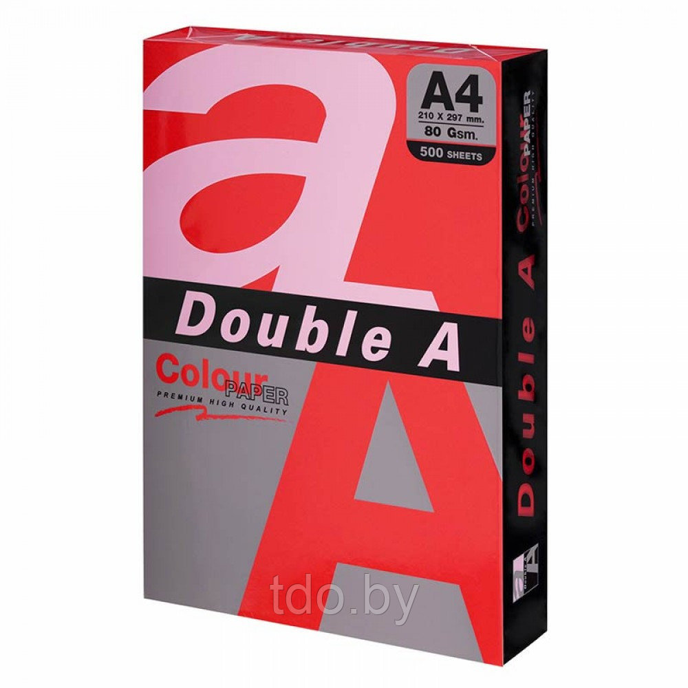 Бумага цветная DOUBLE A, А4, 80г/м2, 500л, интенсив, красная