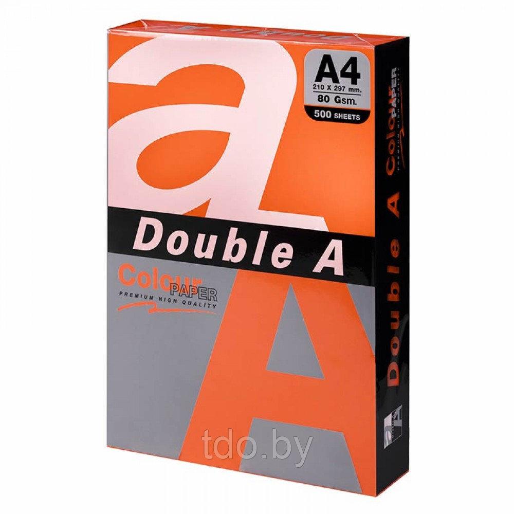 Бумага цветная DOUBLE A, А4, 80г/м2, 500л, интенсив, оранжевая