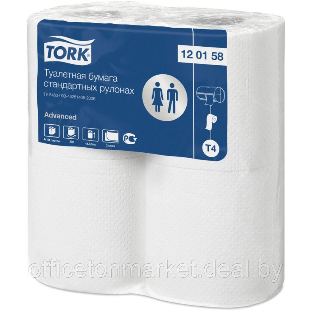 Бумага туалетная "Tork Advanced", 2 слоя, 4 рулона (120158-60) - фото 1 - id-p189200075