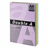 Бумага цветная DOUBLE A, А4, 80г/м2, 500л, пастель, ассорти (100л х 5цв)