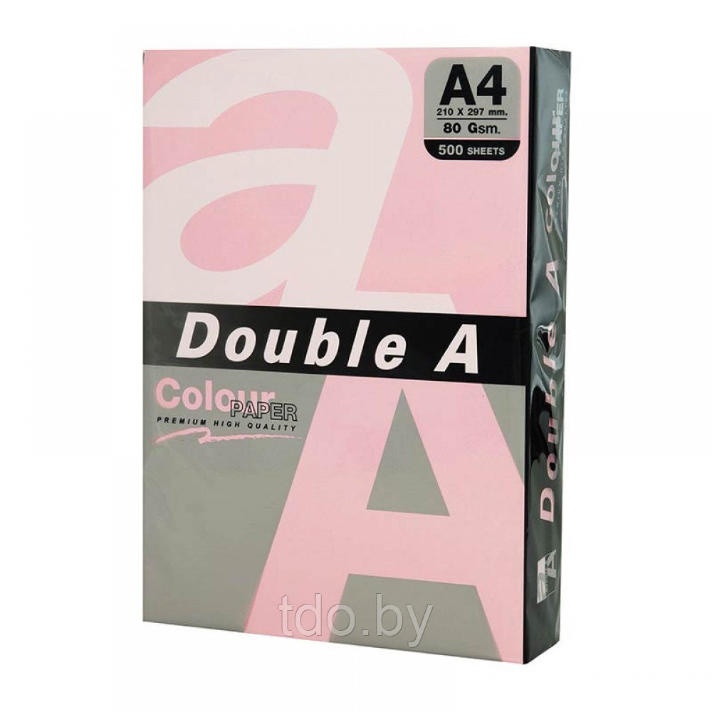 Бумага цветная DOUBLE A, А4, 80г/м2, 500л, пастель, розовая