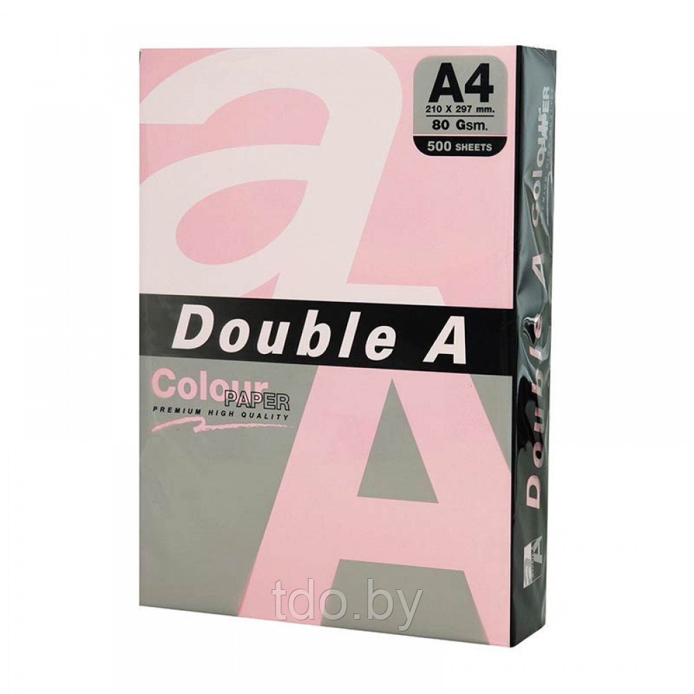 Бумага цветная DOUBLE A, А4, 80г/м2, 500л, пастель, розовая - фото 1 - id-p222671604