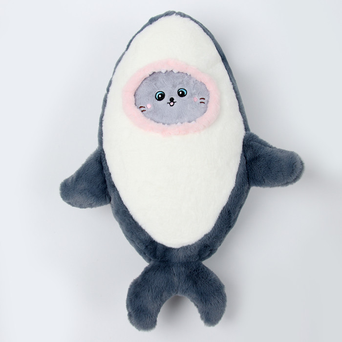Мягкая игрушка "Кот" в костюме акулы, 48 см, цвет черный - фото 2 - id-p222671634