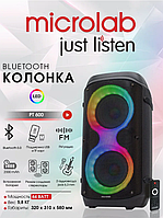 Большая напольная колонка для музыки портативная акустика bluetooth с подсветкой флешкой радио Microlab PT600