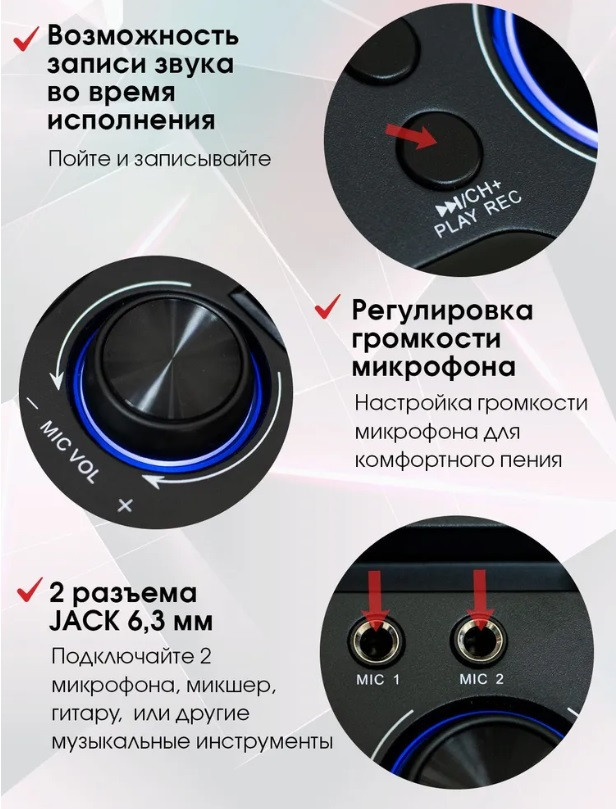 Большая напольная колонка для музыки портативная акустика bluetooth с подсветкой флешкой радио Microlab PT600 - фото 3 - id-p214096631