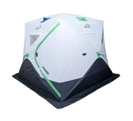 Палатка зимняя Куб Bison Prime (240х240х210),(DM-19-A)  бело/зеленая, арт. 447855