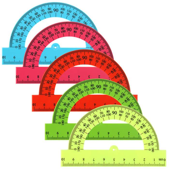 Транспортир, 180 градусов, 10см, цветной непрозрачный, ассорти, арт. 182003000